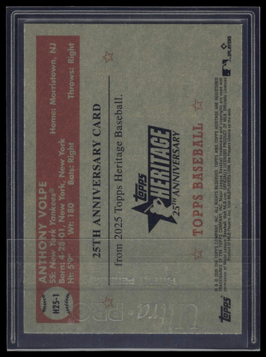 2025 Topps Heritage #H25-1 Anthony Volpe Heritage 25th Anniversary Holographic