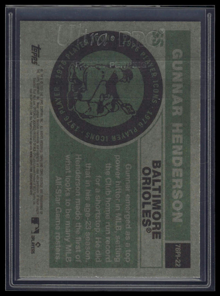 2025 Topps Heritage #76PI-22 Gunnar Henderson 1976 Player Icons Holographic