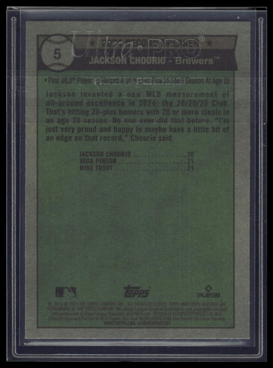 2025 Topps Heritage #5 Jackson Chourio