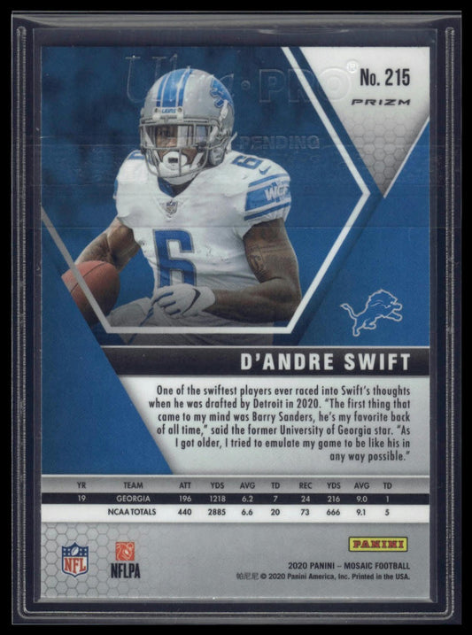 2020 Panini Mosaic #215 D'Andre Swift Prizm Green