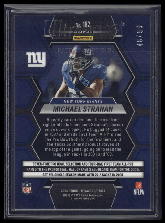 2023 Panini Mosaic #182 Michael Strahan Blue Mosaic #/99