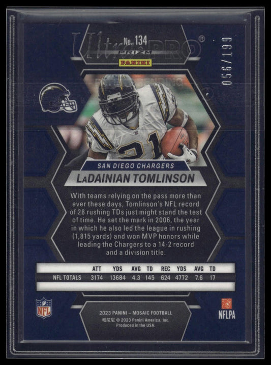 2023 Panini Mosaic #134 LaDainian Tomlinson Orange Mosaic #/199