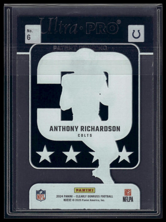 2024 Clearly Donruss #6 Anthony Richardson Clearly Captain In Charge Blue #/49
