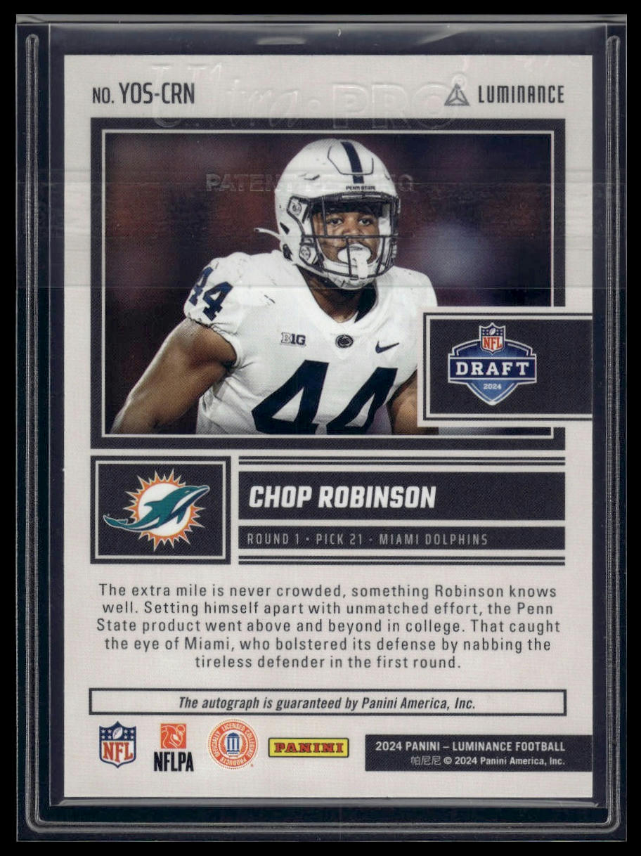 2024 Panini Luminance #128 Chop Robinson Rookie Luminance Autographs