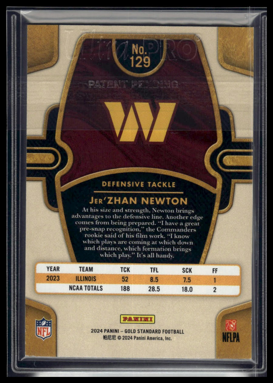 2024 Panini Gold Standard #129 Jer'Zhan Newton White Gold #/65