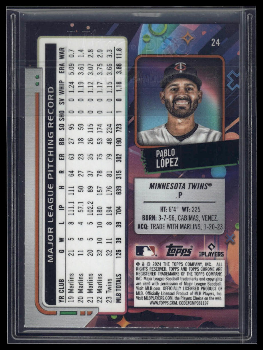 2024 Topps Chrome Cosmic #24 Pablo López Green Space Dust Refractors #/75