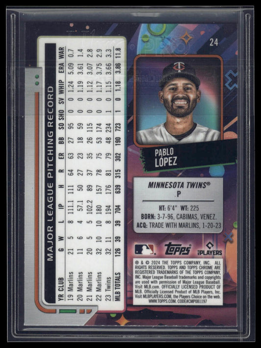 2024 Topps Chrome Cosmic #24 Pablo López Green Space Dust Refractors #/75