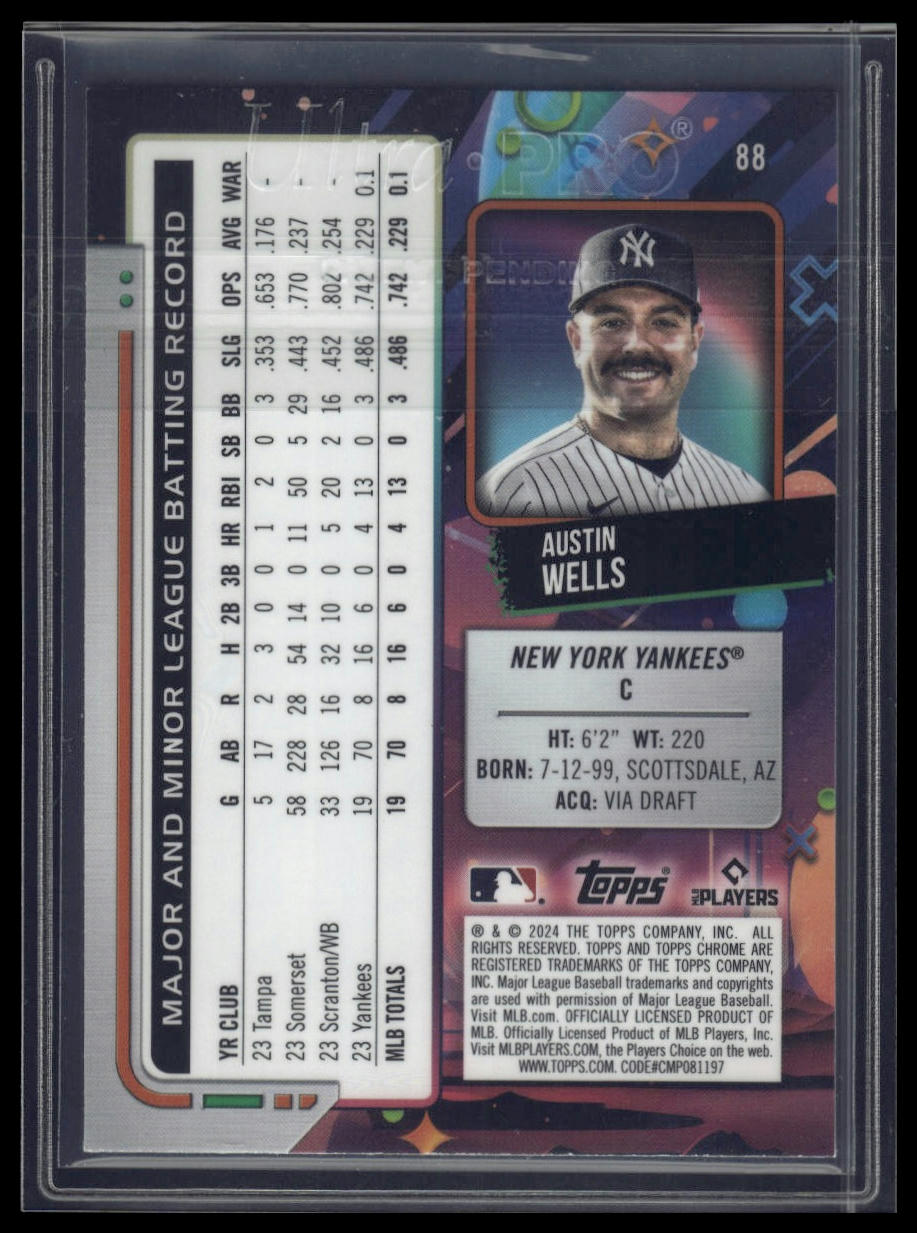 2024 Topps Chrome Cosmic #88 Austin Wells Aqua Equinox Refractors #/199
