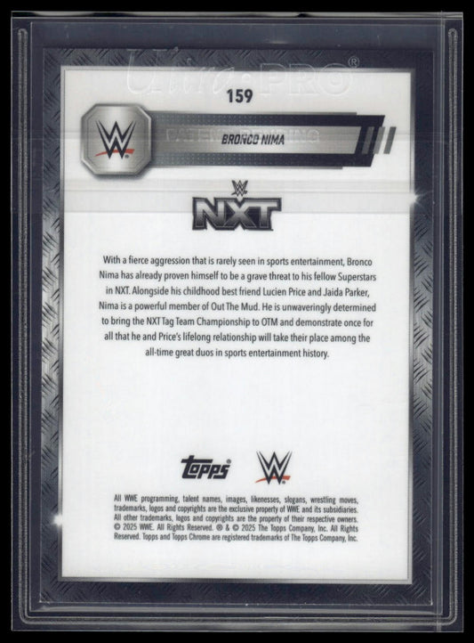 2025 Topps Chrome WWE #159 Bronco Nima Blue Geometric Refractor #/99