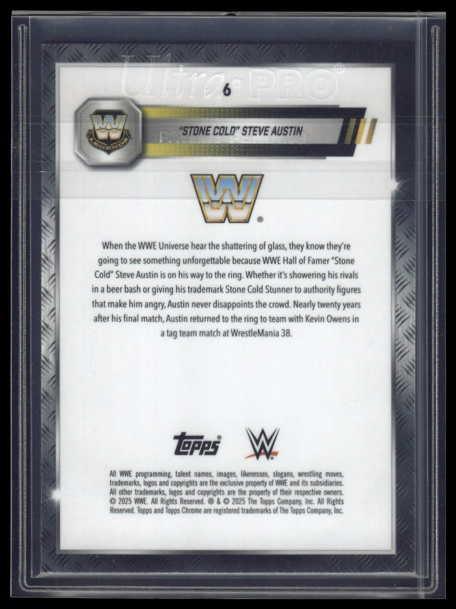 2025 Topps Chrome Sapphire WWE #6 Stone Cold Steve Austin