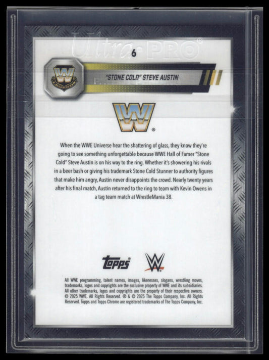 2025 Topps Chrome Sapphire WWE #6 Stone Cold Steve Austin