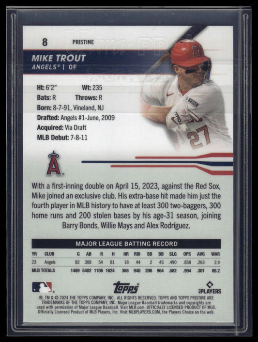 2024 Topps Pristine #8 Mike Trout Pristine Refractors