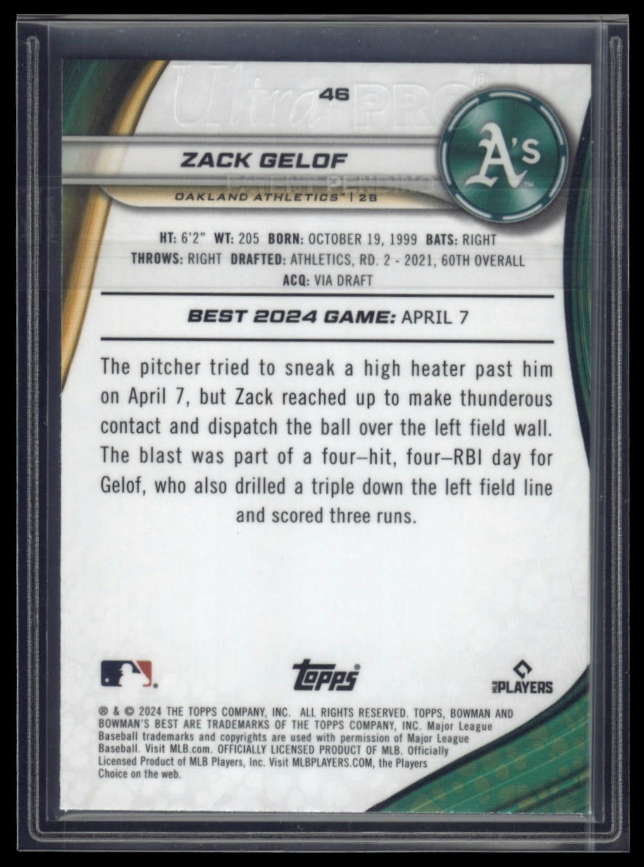2024 Bowman's Best #46 Zack Gelof Aqua Lava Refractors #/199