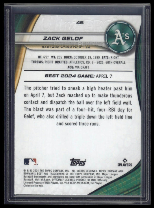 2024 Bowman's Best #46 Zack Gelof Aqua Lava Refractors #/199