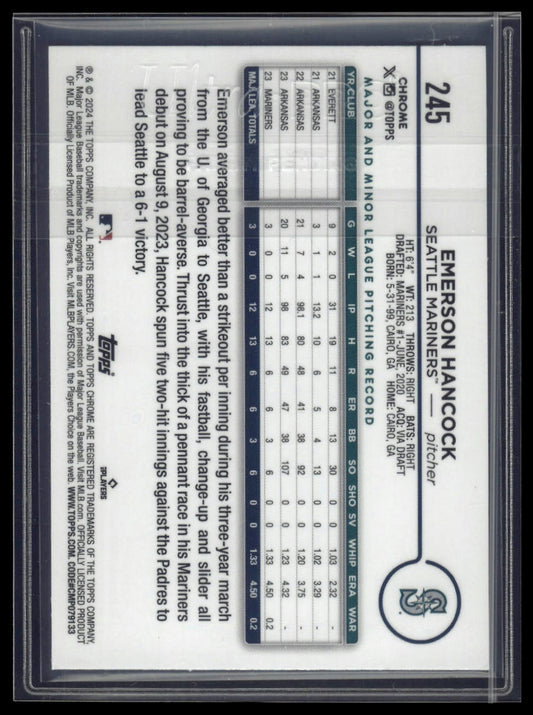 2024 Topps Chrome Logofractor Edition Emerson Hancock Blue Refractors #/150