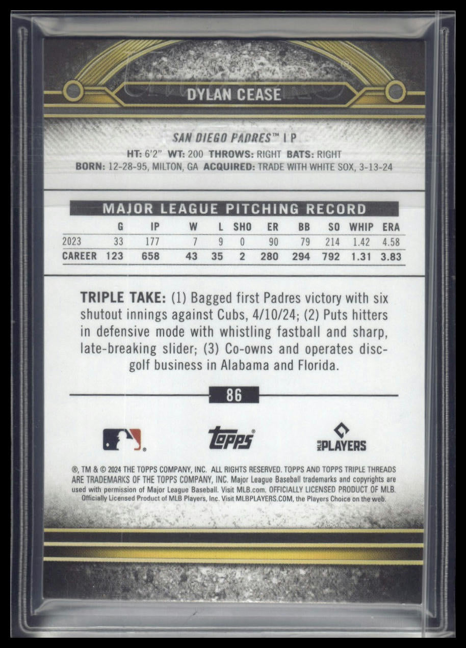 2024 Topps Triple Threads #86 Dylan Cease Aquamarine #/149
