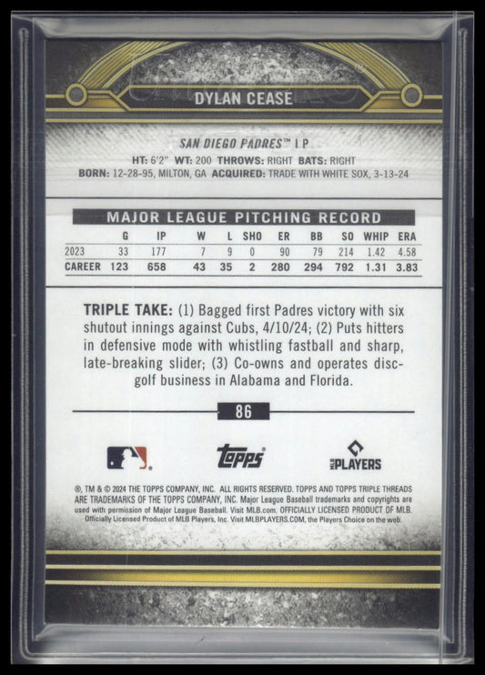 2024 Topps Triple Threads #86 Dylan Cease Aquamarine #/149