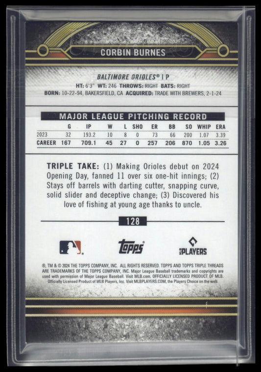 2024 Topps Triple Threads #128 Corbin Burnes Gold #/99