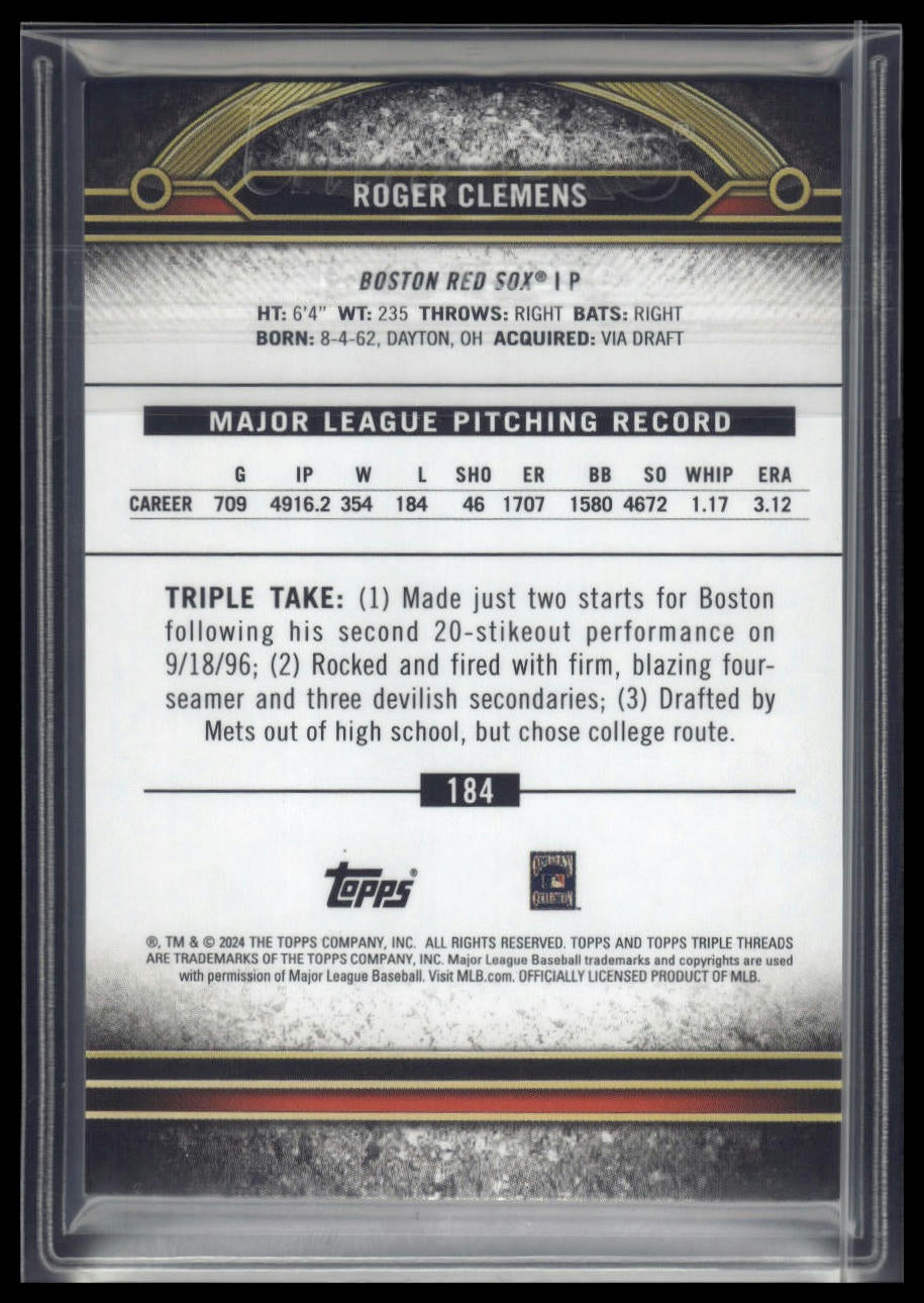 2024 Topps Triple Threads #184 Roger Clemens Gold #/99