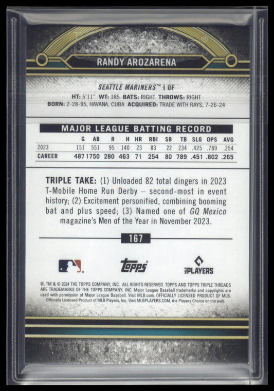 2024 Topps Triple Threads #167 Randy Arozarena Aquamarine #/149