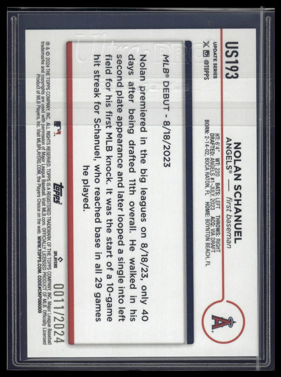 2024 Topps Update #US193 Nolan Schanuel Gold #/2024