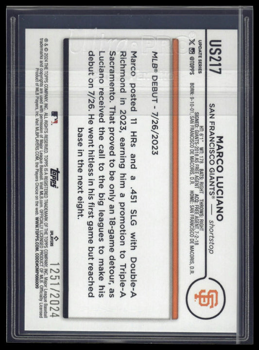 2024 Topps Update #US217 Marco Luciano Gold #/2024