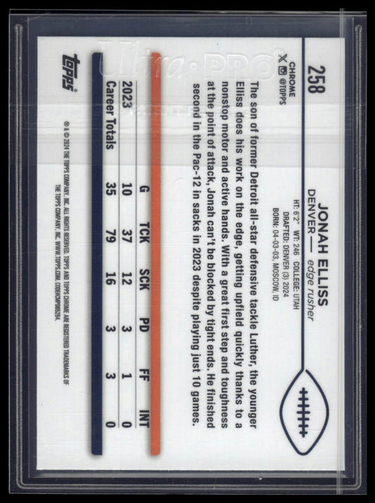 2024 Topps Chrome Sapphire Edition #258 Jonah Elliss