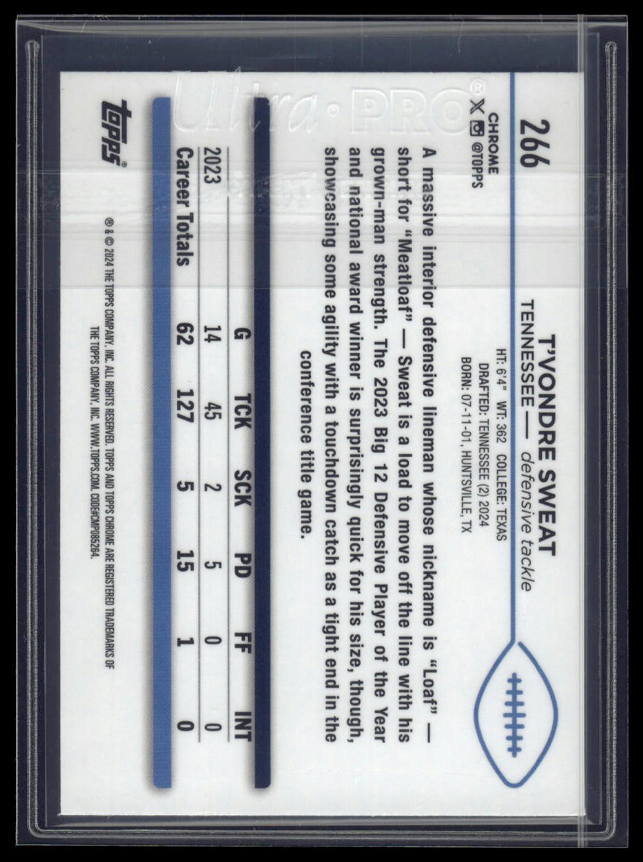 2024 Topps Chrome Sapphire Edition #266 T'Vondre Sweat