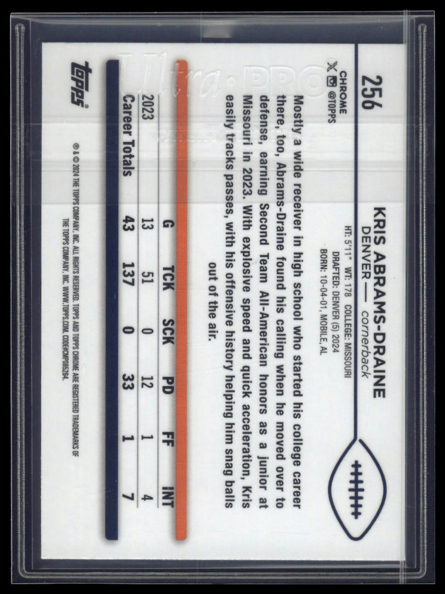 2024 Topps Chrome Sapphire Edition #256 Kris Abrams-Draine