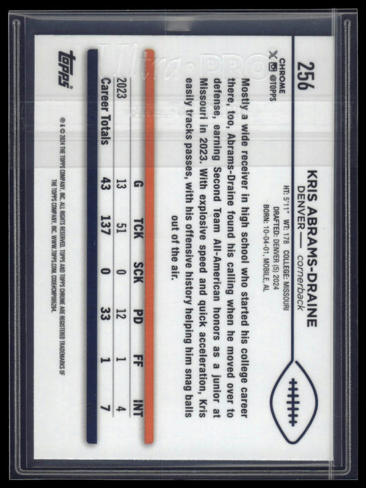 2024 Topps Chrome Sapphire Edition #256 Kris Abrams-Draine