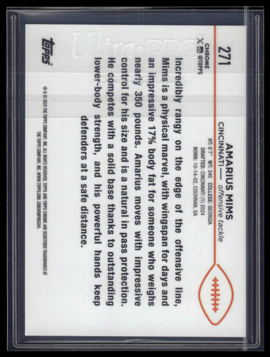 2024 Topps Chrome #271 Amarius Mims Gold Refractor #/50