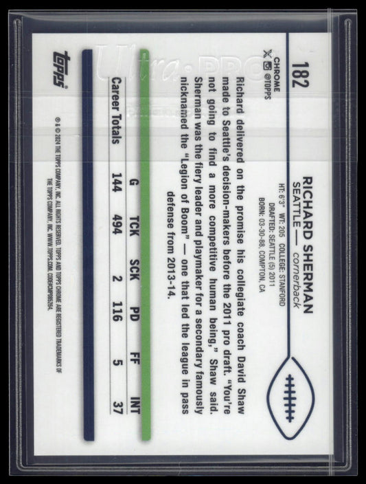 2024 Topps Chrome Sapphire Edition #182 Richard Sherman Gold Sapphire #/50