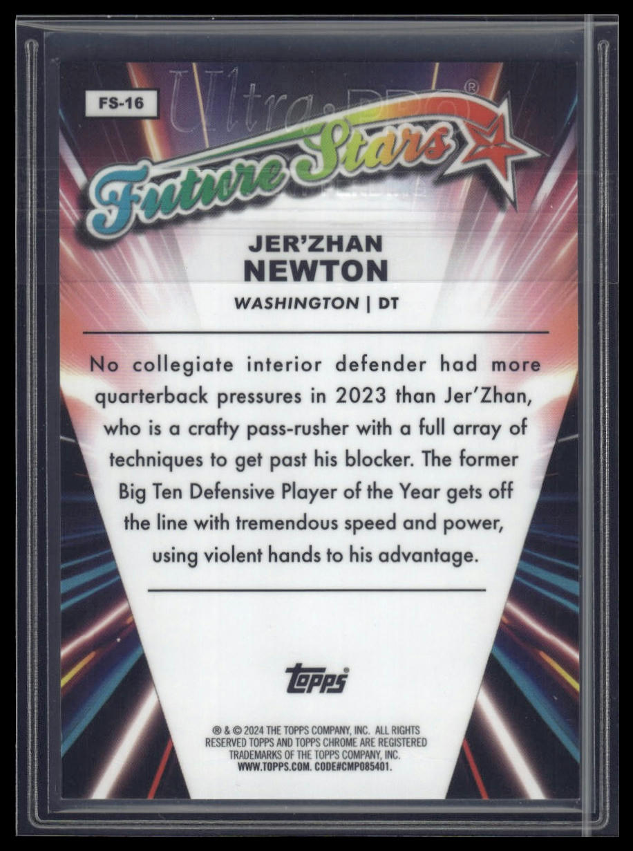 2024 Topps Chrome #FS-16 Jer'Zhan Newton Future Stars Blue Refractor #/150