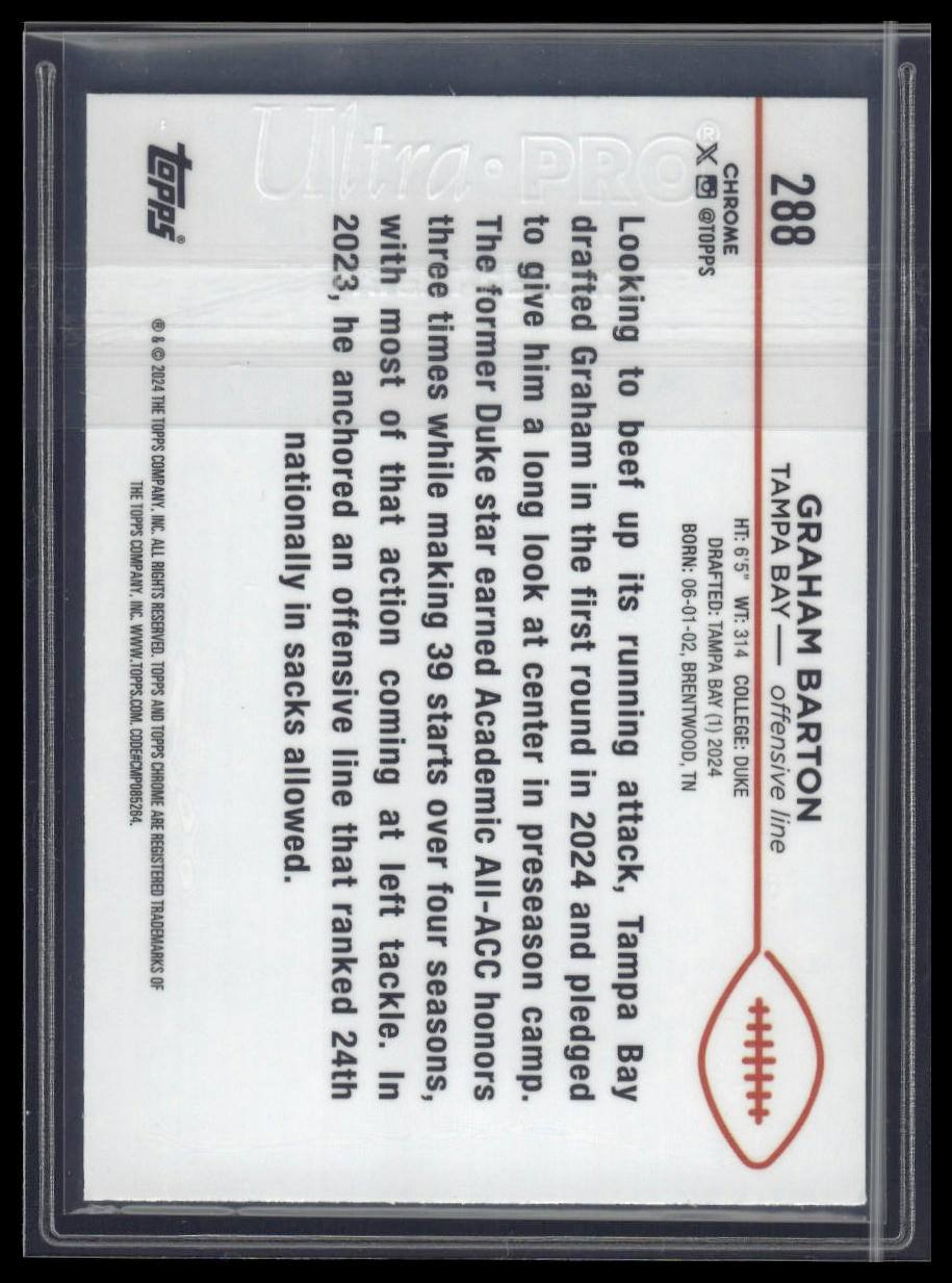 2024 Topps Chrome #288 Graham Barton Yellow Geometric Refractor #/75