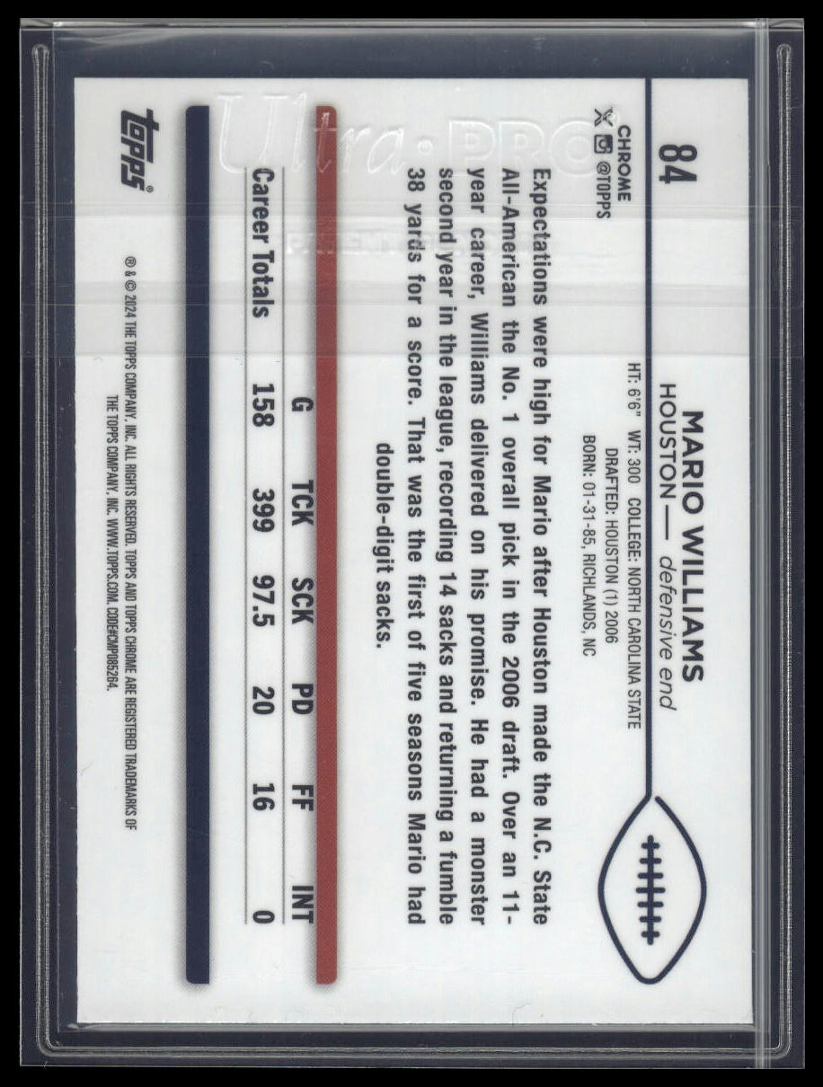 2024 Topps Chrome #84 Mario Williams Pink Refractor