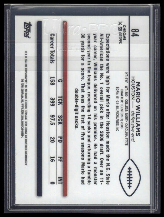 2024 Topps Chrome #84 Mario Williams Pink Refractor