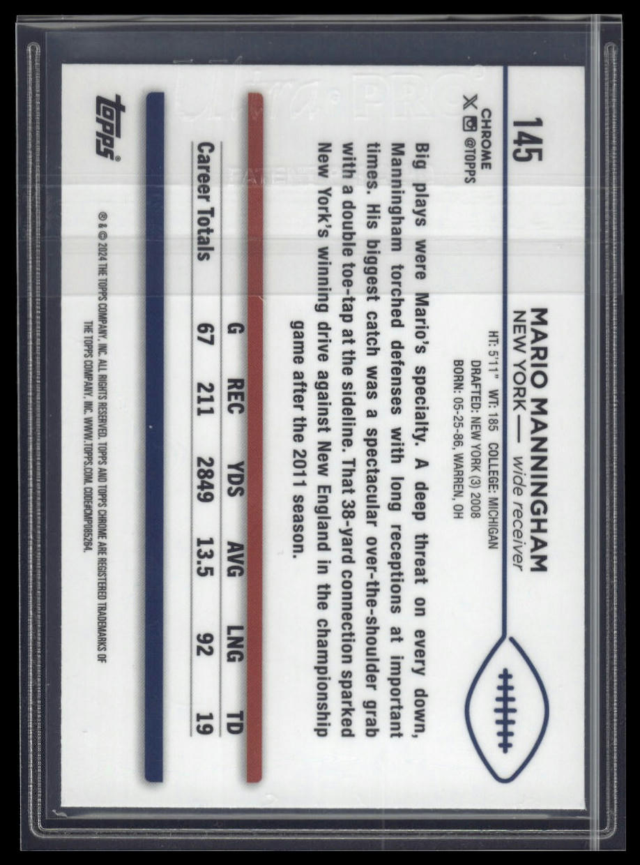 2024 Topps Chrome #145 Mario Manningham Purple Refractor #/275