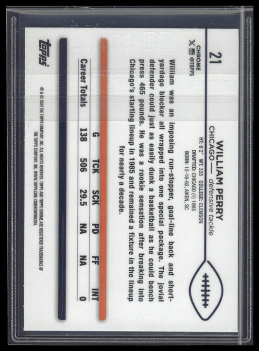 2024 Topps Chrome #21 William Perry Purple Speckle Refractor #/275