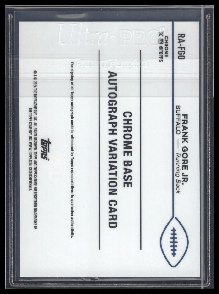 2024 Topps Chrome #RA-FGO Frank Gore Jr. Rookie Autographs Blue Refractor #/150