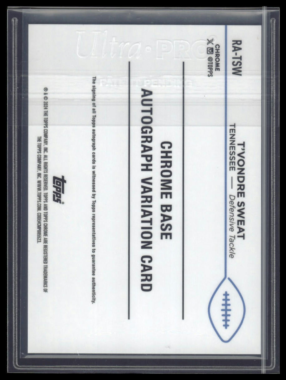 2024 Topps Chrome T'Vondre Sweat Rookie Autographs Gold Wave Refractor #/50