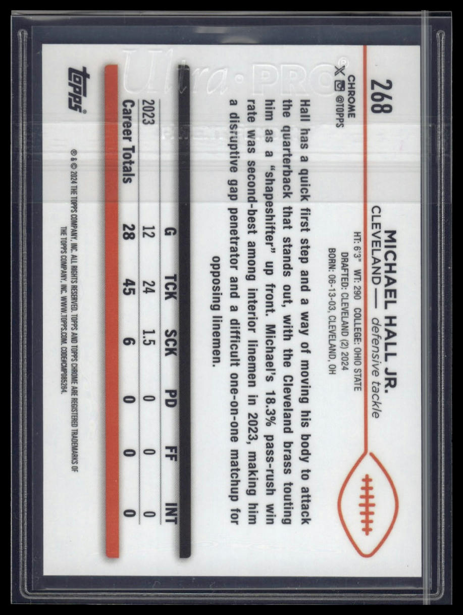 2024 Topps Chrome #268 Michael Hall Jr. Orange Wave Refractor #/25