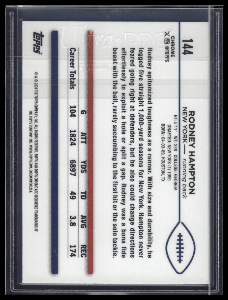 2024 Topps Chrome #144 Rodney Hampton Blue Refractor #/150