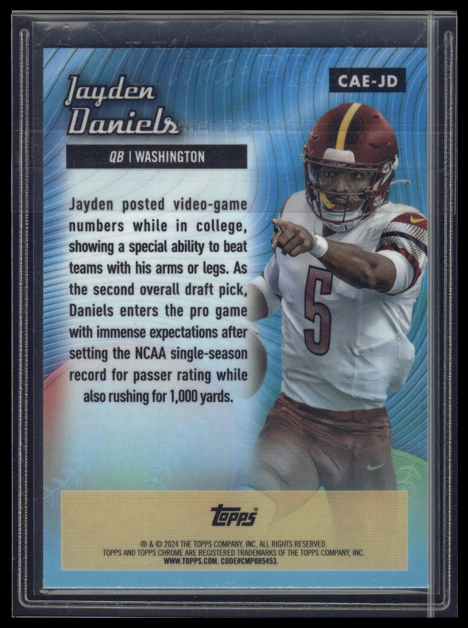 2024 Topps Chrome #CAE-JD Jayden Daniels Chrome All-Etch X-Fractor