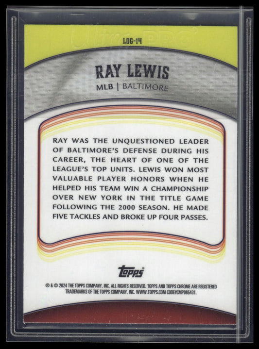 2024 Topps Chrome #LOG-14 Ray Lewis Legends of the Gridiron Green Refractor #/99