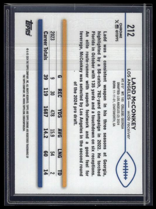 2024 Topps Chrome #212 Ladd McConkey Teal Refractor #/250