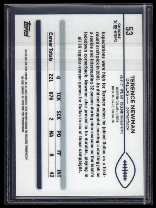 2024 Topps Chrome #53 Terence Newman Green Geometric Refractor #/99