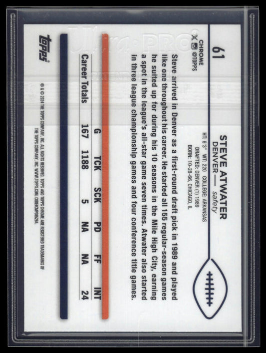 2024 Topps Chrome #61 Steve Atwater Green Geometric Refractor #/99
