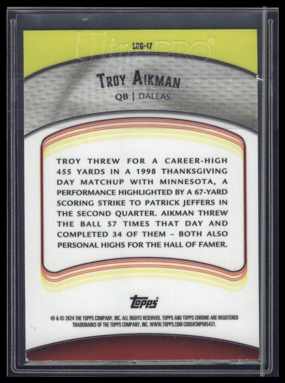 2024 Topps Chrome Troy Aikman Legends of the Gridiron Green #/99