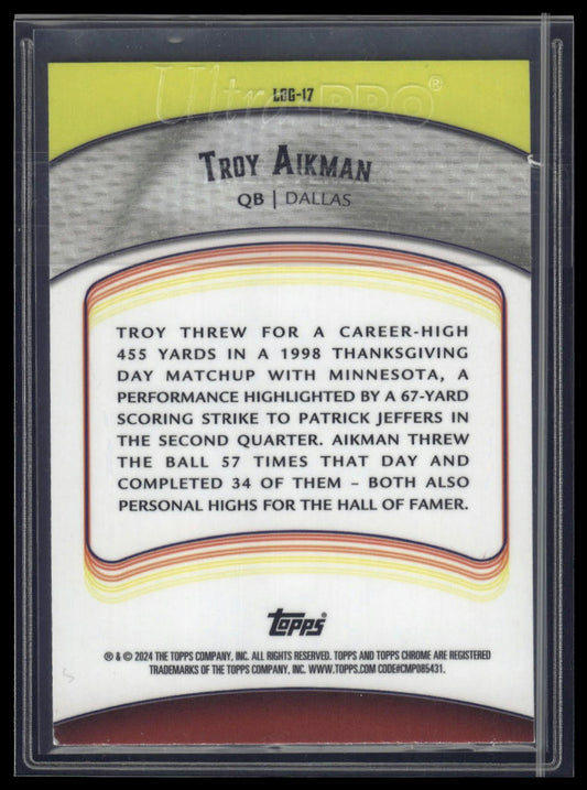 2024 Topps Chrome Troy Aikman Legends of the Gridiron Green #/99