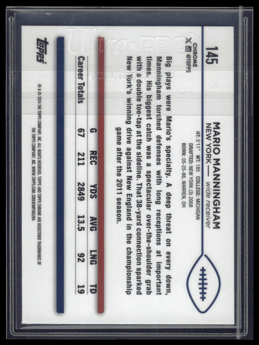2024 Topps Chrome #145 Mario Manningham Yellow Refractor #/75